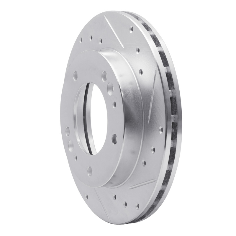 Jaguar XJR Brake Rotor (1) - Rear Right - R1 Concepts - Drilled & Slotted - Silver - `06-`15